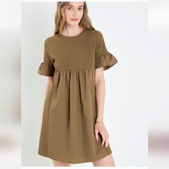 English Factory Green Ruffled Empire Waist Sundress - Picture 1 of 12